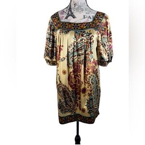 Nicole by Nicole Miller Elegant Bohemian Chic Satin Floral Print Top Size 12